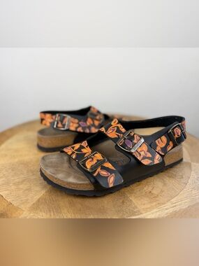•BIRKENSTOCK• Betula Slingback Sandal Black Flor Size 39